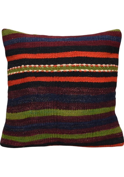 Zehra Abla Halı Yeni El Dokuma Dekoratif Kilim Kırlent Yastık Kılıfı 6791 Çok Renkli