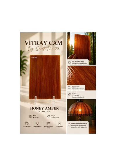 Dekoratif Vitray Cam Bal Kehribarı Damarlı 21x29,7 Cm