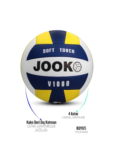 Semi-pro Voleybol Topu Lamineli Beton Zemin Softtouch İç-dış Mekana Uygun 8 Panel Sarı-mavi V1000 Mavi