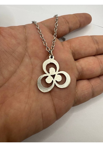 Çintemani Desenli Kolye Gümüş Renk Zamak Metal Spiritüel Unisex Osmanlı Sembolü Takı Çok renkli
