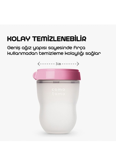 Antikolik Silikon Biberon 2'li 150ml Pembe - Yavaş Akışlı 0-3 Ay Yenidoğan