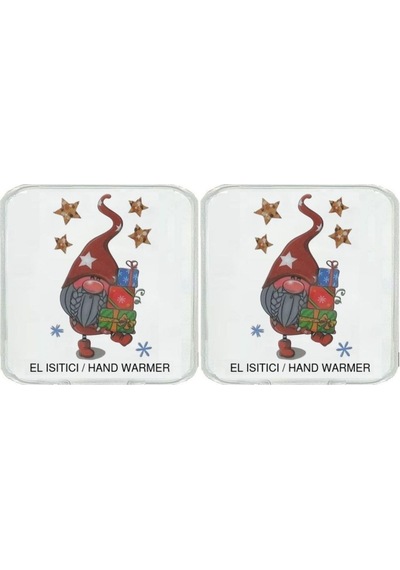 2 Adet Yıldızlı Noel Cücesi Cep Sobası,el Isıtıcı,sıcak Su Torbası Pvc 10x9,5cm Beyaz