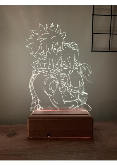 Fairy Tail Lucy - Natsu 16 Renk Gece Lambası Çok Renkli