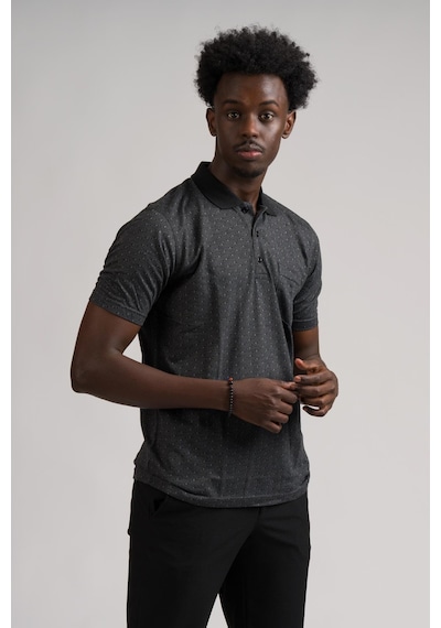 Regular Fit Yakalı Ve Cepli Desenli Erkek Klasik T-shirt 001
