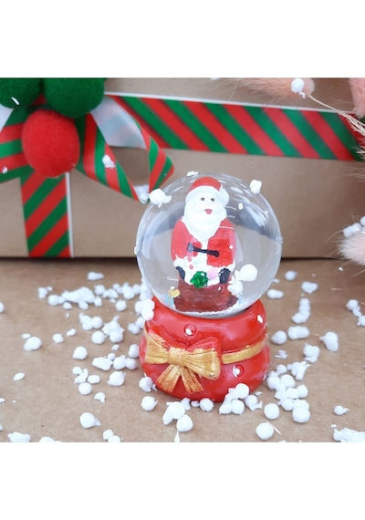 Dekoratif Yılbaşı Yeni Yıl Işıklı Noel Baba Ve Noel Ağacı 6'lı Set Kar Küre Işıklı Özel Tasarım 6 Cm Kar Küresi