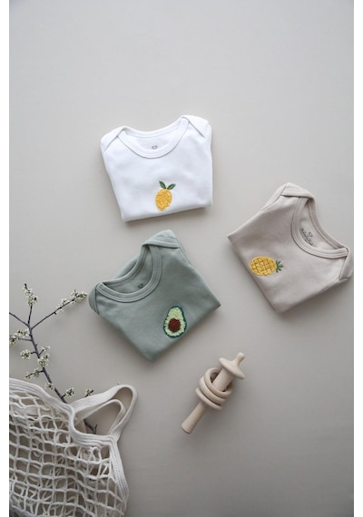 Oh La La Koala 3lü Nakışlı Çıtçıtlı Kısa Kollu Body Zıbın Model 3 Beyaz