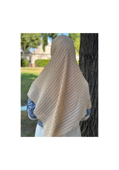 Aldaıyr Adet - Jakarlı Caz Eşarp 120 X120 Pamuk Bej2