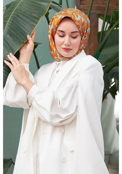 Silk Home Twill İpek Eşarp - 11397-49 Çağla Turuncu