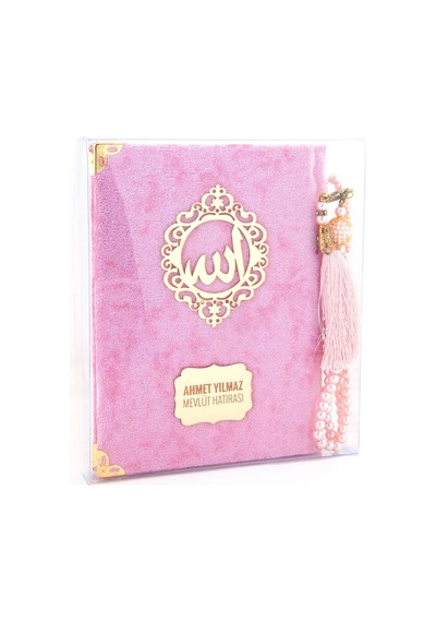 Kadife Kaplı Yasin Kitabı - Çanta Boy - Isme Özel Plakalı - Tesbi N11.944