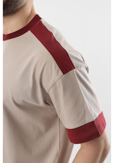 Madmext Bej Omzu Şerit Detaylı Erkek T-shirt E7125 Bej