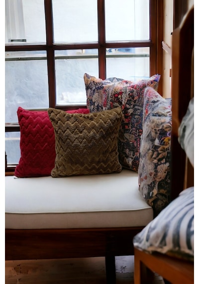 Bohem 4'lü Dekoratif Yastık Kılıfı Kırlent Kılıfı 43x43 Cm Antrasit Etnik Gri