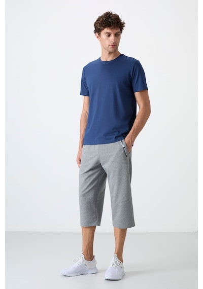 Tommylife Tommy Life Gri Melanj Ön Cep Detaylı Standart Kalıp Klasik Paça Erkek Kapri - 83092 GRI MELANJ