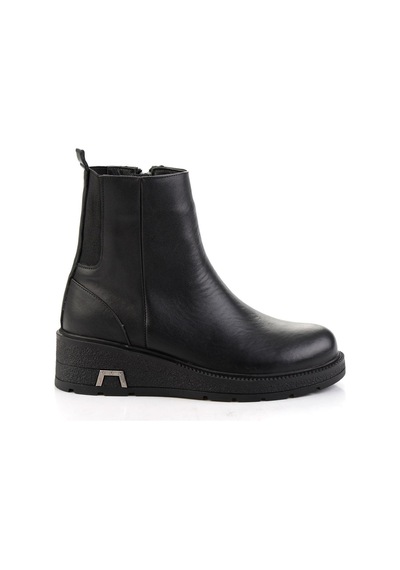 Siyah Hakiki Deri Kadın Bot & Bootie K02717251903 Siyah