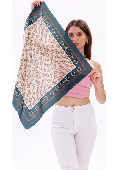 Tarzını Seç Zincir Desenli Model Fular Bandana Şal Estascarf 70x70 Cm