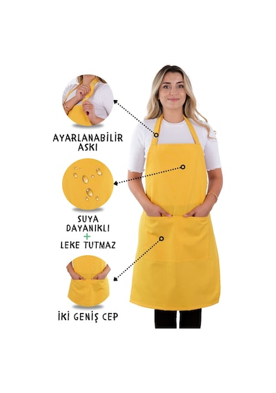 Sevilya Simple Ayar Askılı Mutfak Önlüğü Sarı