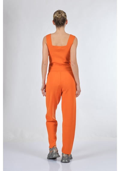 Lal Kare Yaka Kolsuz Oranj Kadın Triko 22262035 Oranj