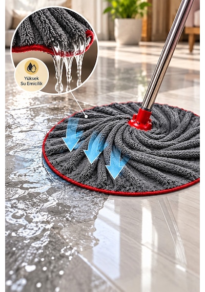 Mega Boy Mikrofiber Mop Ucu Yedek Paspas Bezi Süper Emici Geniş Yüzey Temizlik Mopu