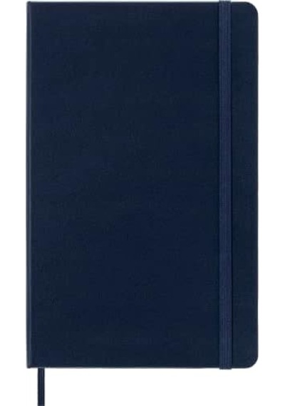 Moleskine Klasik Defter, Sert Kapak, Büyük 5" X 8.2" Çift Düzen, Çizgili/düz, Safir Mavisi, 240 Sayfa