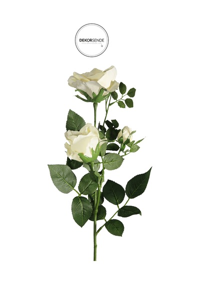 Yapay 3'lü Açmış Gül Dalı Krem 68 Cm Krem