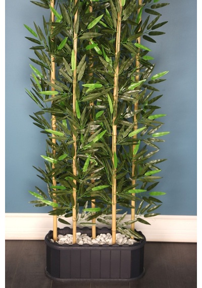 Yapay Çiçek Deposu Dekoratif Saksıda Kumaş Yapraklı 5 Çubuklu Bambu Seperatör 20x50x180cm