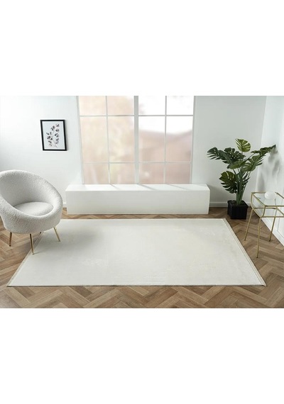 Elegance Eg005a Beyaz Halı Sedef Detaylı Modern Viskon Doğal Iplik Bambu Halı Tozu Az Salon Halısı-58 Beyaz