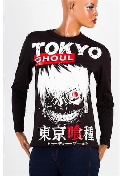 Tokyo Ghoul Unisex Pamuklu Regular Fit Siyah Tişört Small