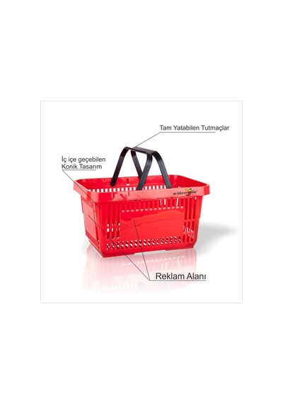 Bakkal Market Mağaza Pazar Alışveriş Saplı Plastik Çantası Sepeti