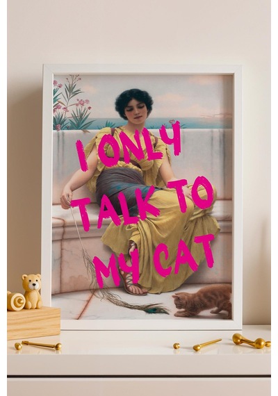 John William Godward Idleness Çerçeveli Tablo I Only Talk To My Cat Kedi Severlere Hediye Altered Art