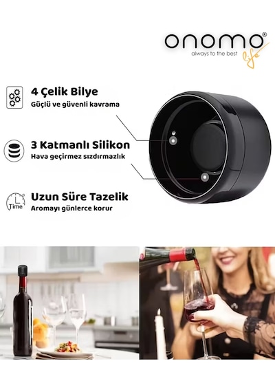 Life Vakumlu Sızdırmaz Şarap Şişesi Tıpası Siyah