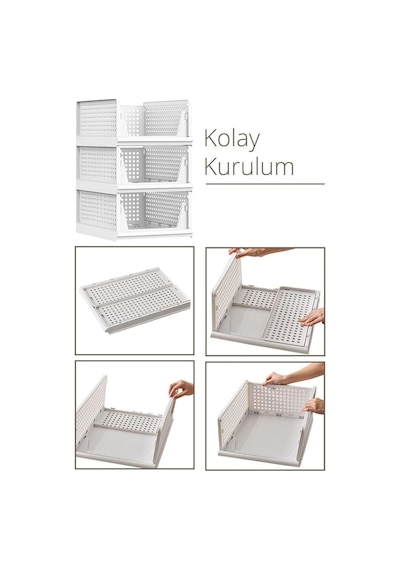 Mithra Life 3lü Kayar Raf Organizer Dolap İçi Kıyafet Aksesuar Düzenleyici Beyaz 45x35 Cm Mıt1261 Diğer