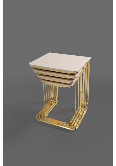 Tekerlekli Veys Sehpa Gold 4 Lü Zigon Sehpa - Orta Sehpa - Yan Se (550703428)