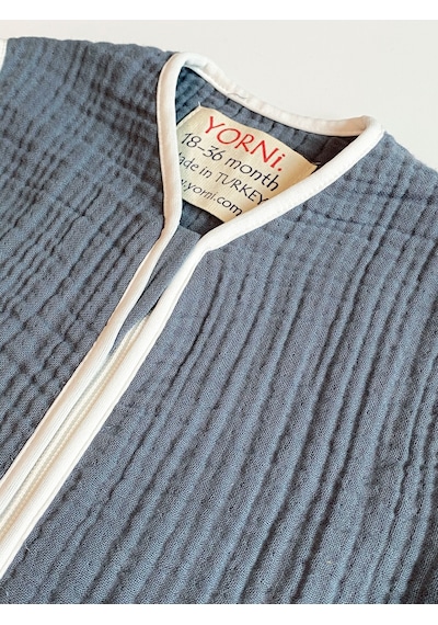 Yorni Denim Yazlık Ve Mevsimlik 4 Kat Müslin Torba Uyku Tulumu Koyu Gri