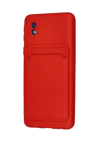 Samsung Uyumlu  Galaxy A01 Core Kılıf Kelvin Kartvizitli Silikon - Kırmızı 0.2M-Çok Renkli