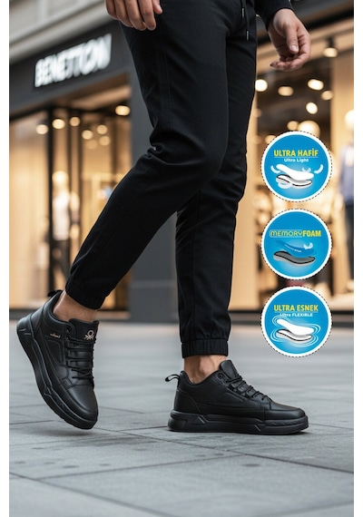 United Colors Of Benetton Siyah Bağcıklı Bilek Boy Erkek Sneaker Bnı-11196 M