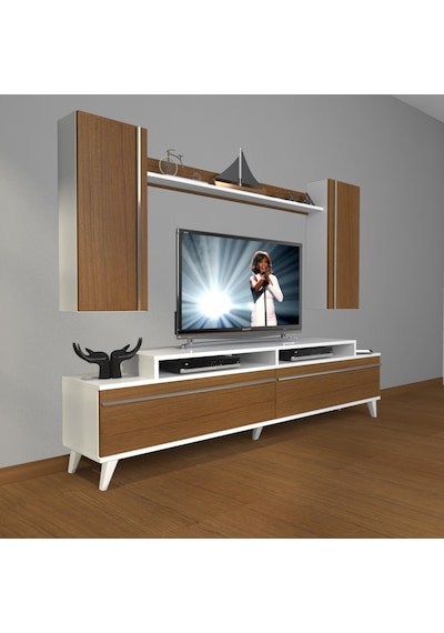 Decoraktiv Ekoflex 7 Mdf Retro Tv Ünitesi Tv Sehpası Beyaz - Ceviz