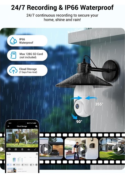 Kablosuz Dış Mekan Güvenlik Kamerası, Wifi 5g Ve 2.4g Devriye Fonksiyonlu, İnsan Algılama Yapay Zeka, Hareket İzlem