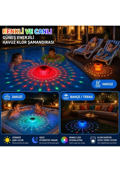 Hymark Güneş Enerjili Rgb Uzaktan Kumandalı Su Geçirmez Havuz Klor Şamandırası