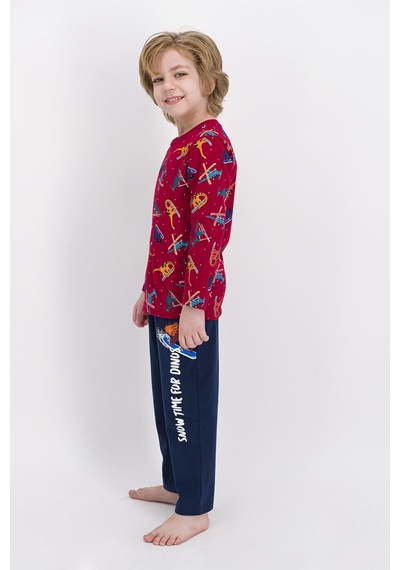 Rolypoly Winter Snow Dinos Açık Bordo Erkek Çocuk Pijama Takımı 5274-42302 Açık Bordo