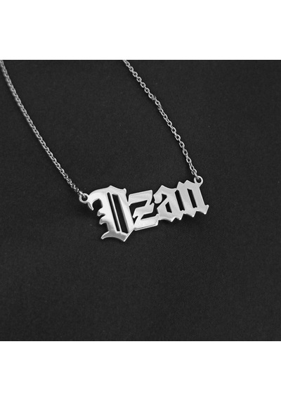 Kişiye Özel Gotik Isim Yazılan Gümüş Renk Erkek Gümüş Kolye Zinci
