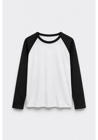 Suud Collection Siyah Reglan Çift Renk Tişört