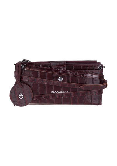 Bloominbag Burgundy Croco Lozan Hakiki Süet Çapraz Askılı Telefon Bölmeli Cüzdan Çanta Bordo