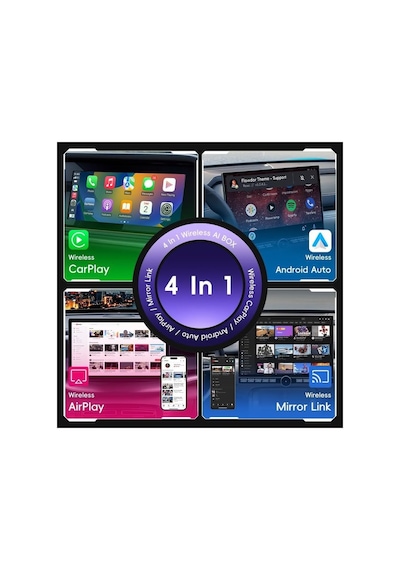 Maypal R4 4-in-1 Kablosuz Adaptör, Carplay Ve Android Auto İçin, Airplay, Mirrorlink, Tak Ve Çalıştır