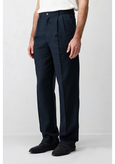 Antioch Keten Karışımlı Erkek Baggy Pantolon Lacivert