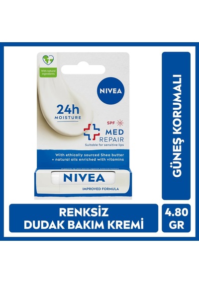 Tr Kiraz Dudak Bakım Kremi, 24 Saat Nem, Dudak Bakımı, Kiraz Kokusu, Hafif Kırmızı Işıltı 4,8gr + Nıvea Med R