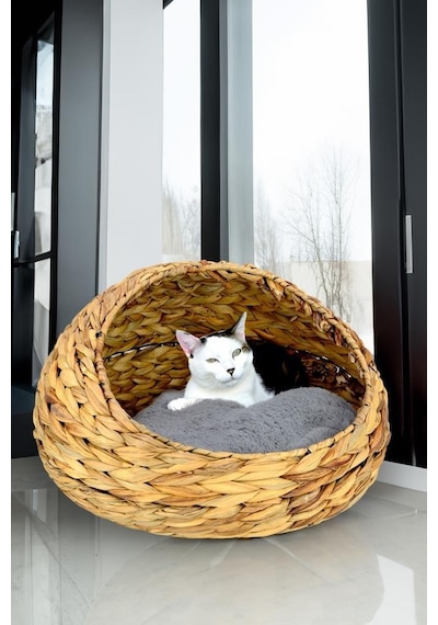Digithome Hasır Kedi Köpek Yatağı İç Minderli 48 CM