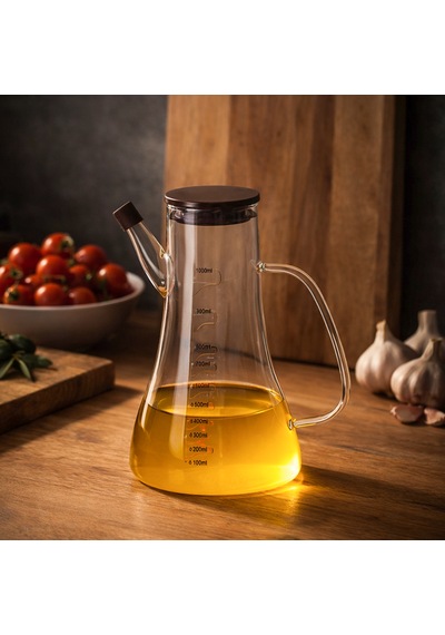 Porsima Lm-0106 Serra Kapaklı Borosilikat Cam Yağlık Sirkelik Yağdanlık 1000ml Şeffaf