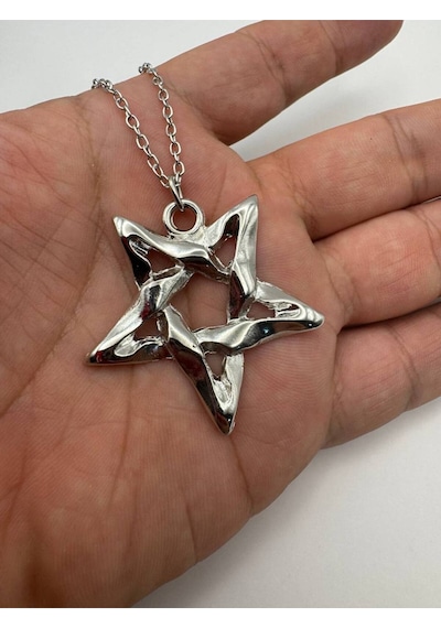 Pentagram Yıldız Figürlü Unisex Kolye 60 Cm Zincirli Gotik, Mistik Ve Spiritüel Tasarım Çok renkli