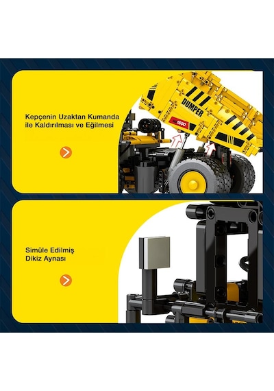 Reobrix Technic 22025 Damperli Kamyon Kumanda&motorlu Yaratıcı Yapı Blok Seti Building Blocks Dump Truck - 1622 Parça