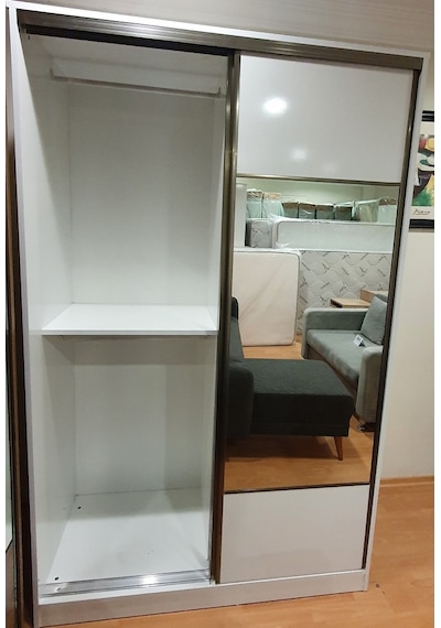 Doğandekorasyon Ömür 130 Cm 2 Kapakli Sürgülü Dolap Gardirop Beyaz Veya Cordoba