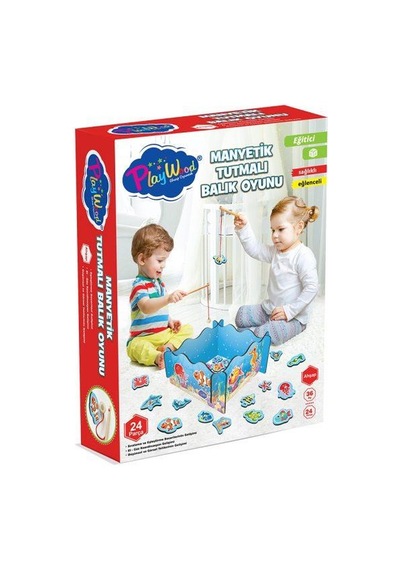 Ahşap Manyetik Tutmalı Balık Oyunu 24 Parça Eğitici Sağlıklı Eğ